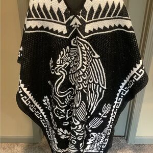 Black and White Patterned Unisex Gladiator Poncho. One Size Fits All.